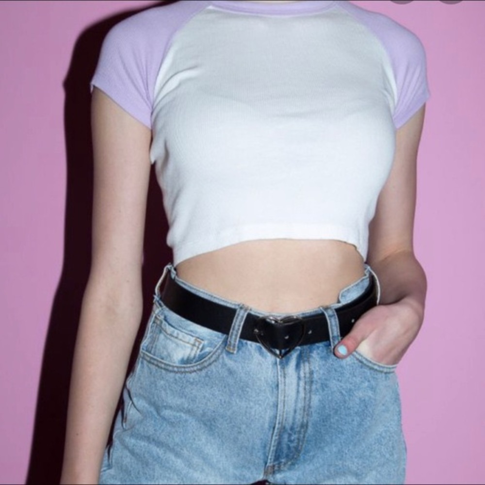 brandy melville purple and white bella top